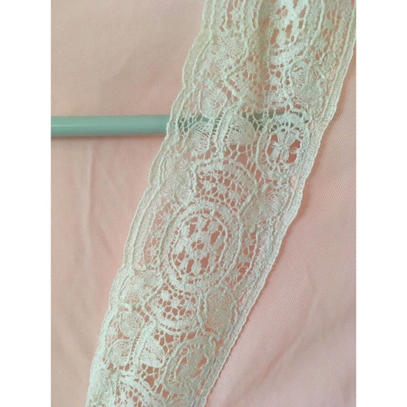 VINTAGE DREAM AWAY Peach LACE TRIM SILKY NYLON GOWN NIGHTGOWN Maxi Robe S - Picture 2 of 7